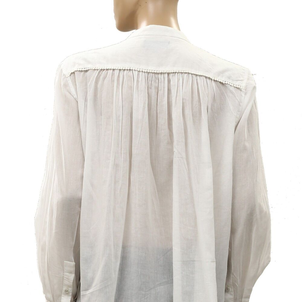 Nili Lotan Women's Clarys Tunic Top Pleated Long Sleeves Cotton White XL 288892 - Picture 8 of 9